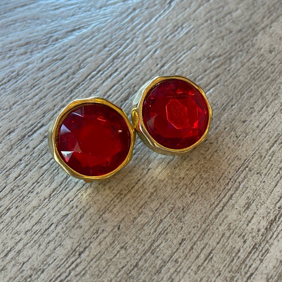 Red Rhinestone 1990’s earrings - Picture 1 of 3